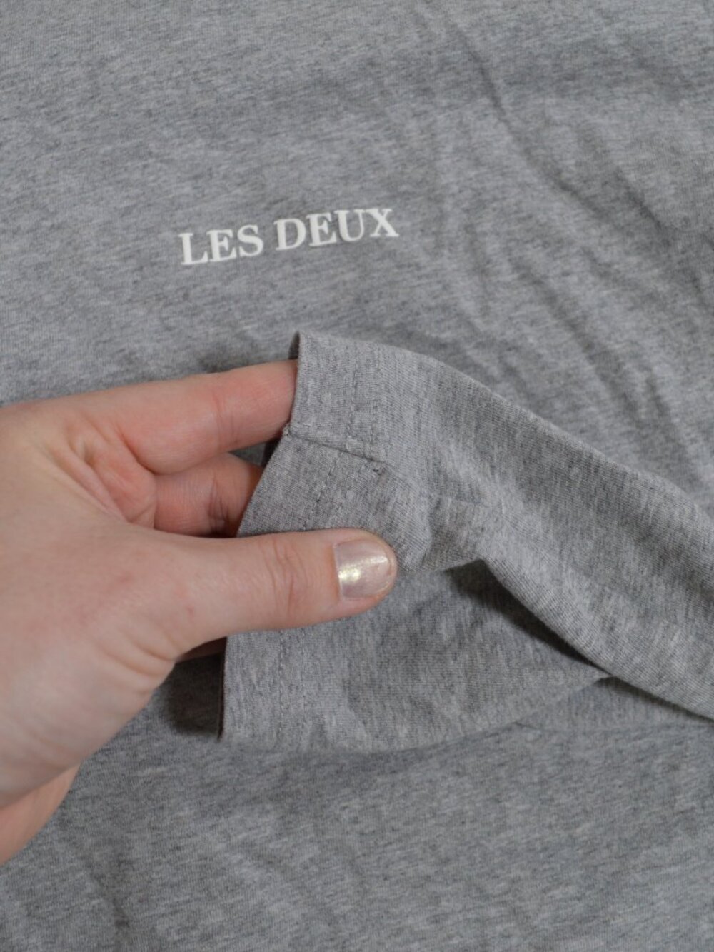 π€ Les Deux Long Sleeve T Shirt Gray Logo Minimalist Cotton Large - Picture 6 of 12